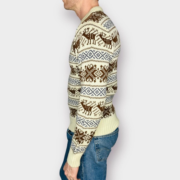 80s Christopher Rand cream sweater with Elk - Picture 5 of 7